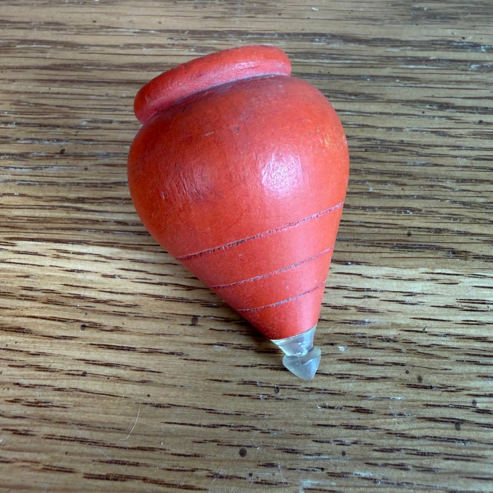 Vintage 1960s Duncan Cyclone Red Wood Spinning Top Toy Spinner